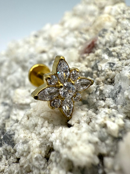 Labret Titan 1.2mm mit Zirkonia-Sternblume 8mm