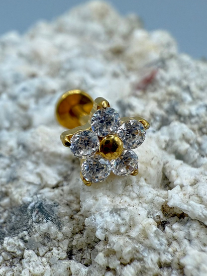 Labret Titan 1.2mm mit Zirkonia-Blume 6mm