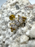 Labret Titan 1.2mm mit Dreifach Zirkonia-Marquise mit Dots 10mm