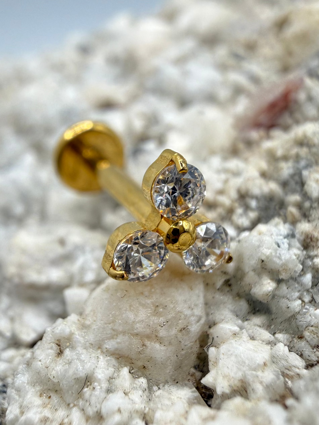 Labret Titan 1.2mm mit Dreifach-Zirkonia 4mm